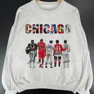 Chicago Sports Team Signatures Retro Graphic Fan Sweatshirt